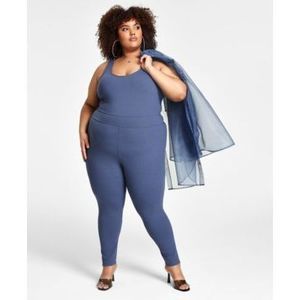 Nina Parker Trendy Plus Size Ribbed Catsui Vintage Indigo 2X